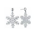 LULUFOCUS Fashion Women 925 Sterling Silver Snowflake Earrings Rhinestones Drop Earrings for Bride