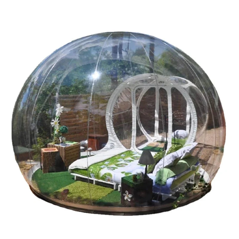 Transparent PVC Inflatable Bubble Tent 360 Panoramic View Weatherproof Design for Luxury Glamping and Stargazing Activities
