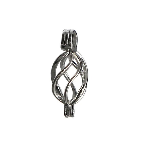 925 Pearl Cage Lotus Flower Charm Holds a Pearl Bead Gem Silver Pendant Necklace Making