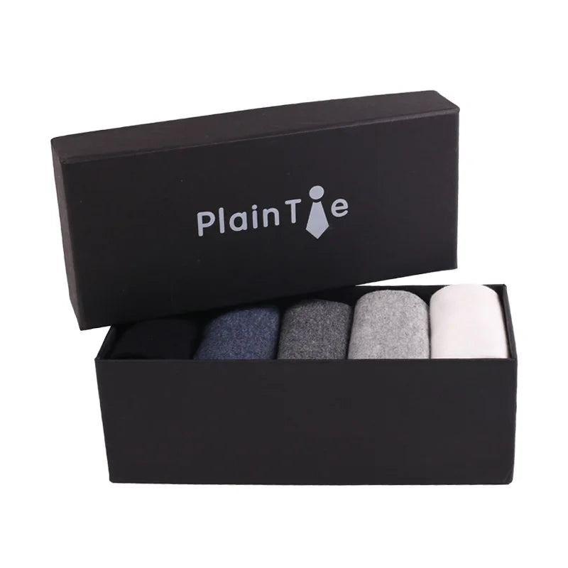 Pure Color Breathable Cotton Dress Socks Men Tube Bamboo Box Packing Socks Sports Business Lengthen Crew Socks