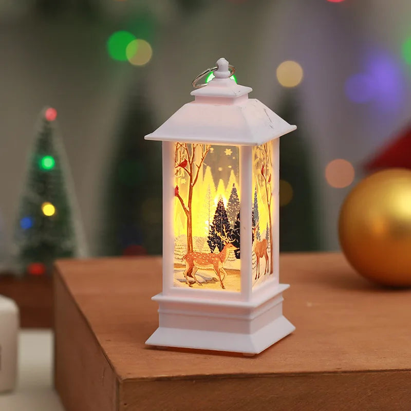 2021 Factory Wholesale Custom Popular Arts Crafts Christmas Santa Claus Snowman Deer Home Decoration White Red Golden Lantern