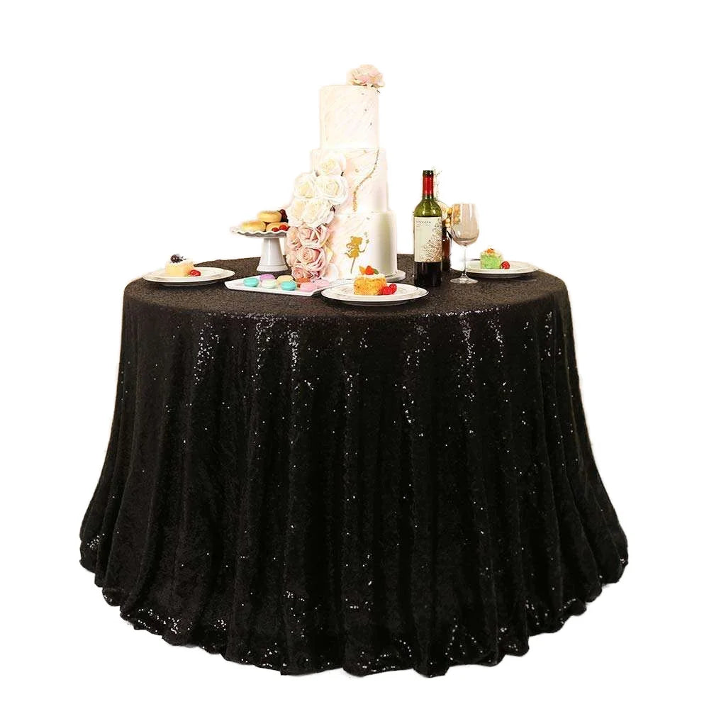 Customizable Woven Polyester Round Glittering Tablecloth Multi-Color Options for Party & Wedding Decoration