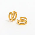 New Trendy Earring 18K Gold Plated Double-layer Cuff Earrings for Women Stainless Steel Earrings Wholesale