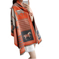 2025 Winter European American Style Women's Long Warm Neck Scarf Double Sided Two Tone Shawl Digital Cotton Carriage Warm