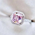 CAOSHI Charm Women Engagement Wedding Ring 925 Silver Plated Enchanted Princess Cut Pink Gem Stone Ring