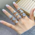 QX Custom Vintage Luxury Fashion Fine Jewelry 925 Silver Big Zircon Rings for Women Valentine's Mother's Day Wedding Band Gift