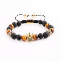 New Design Men Bracelet Natural Lava Stone Black Onyx CZ Pave Charm Macrame Beads Bracelet for Men