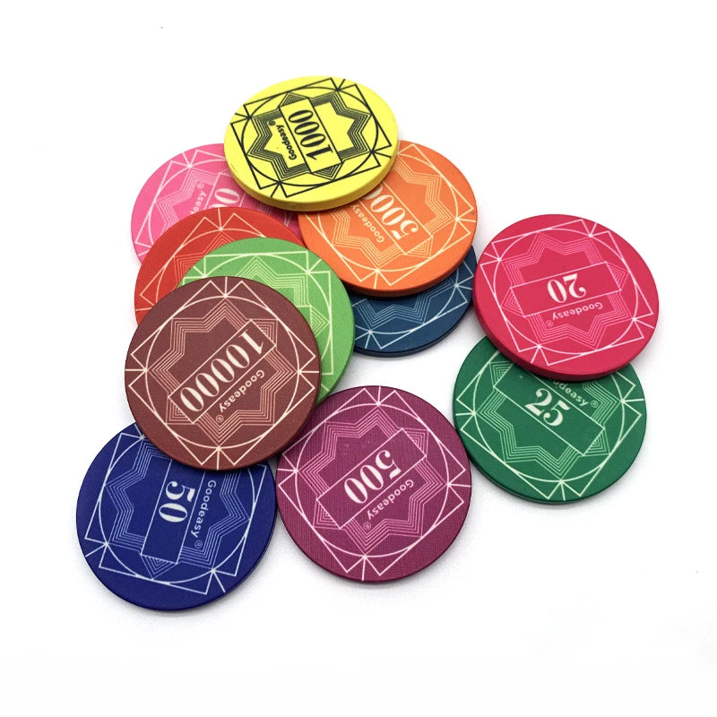 Custom 10g 39mm Ceramic Poker Chips JIAYI Brand Tournament Coins for Casino Wholesale with Tray