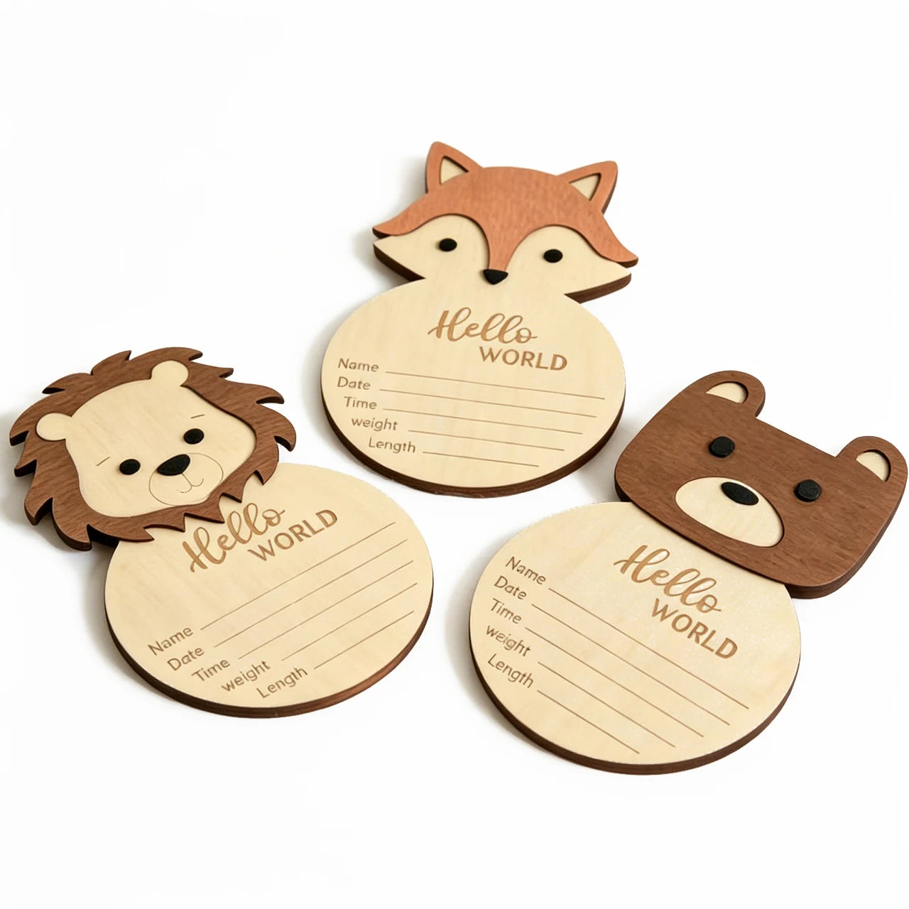 Tailai Wholesale Polished Round Wooden Baby Bear Monthly Milestone Photo Prop Plaque Ornament Newborn 1st Birthday Photoshoot
