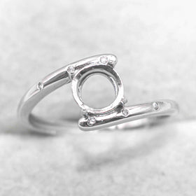 Semi Mount 6*6mm Sterling Silver Ring Empty Blank Support Claws Gems Setting S925 Frame Base Without Center Stone DIY for Inlay