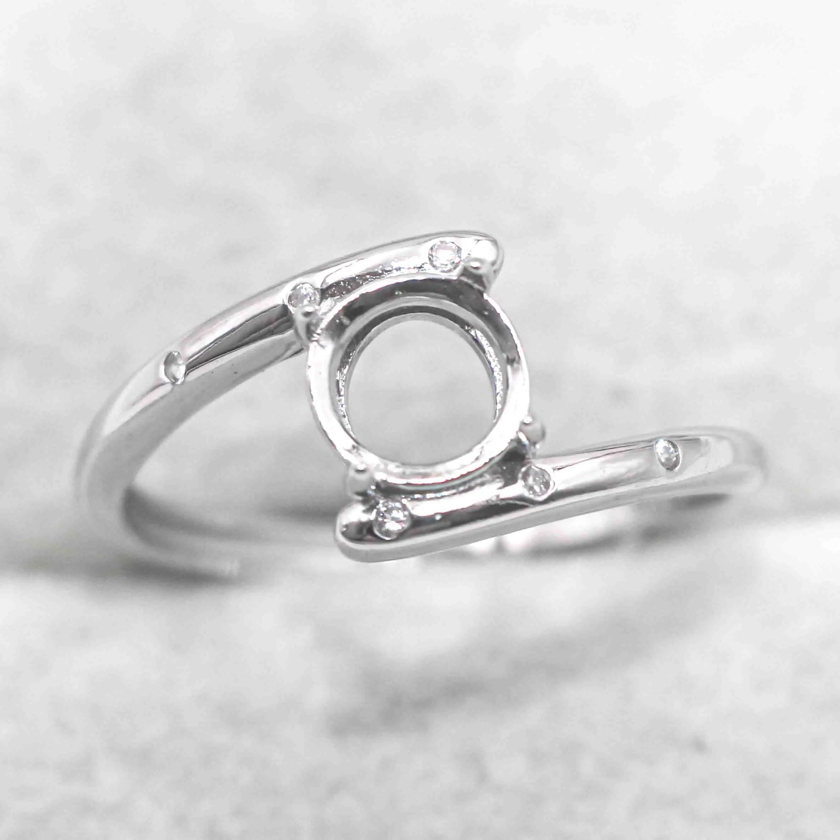 Semi Mount 6*6mm Sterling Silver Ring Empty Blank Support Claws Gems Setting S925 Frame Base Without Center Stone DIY for Inlay