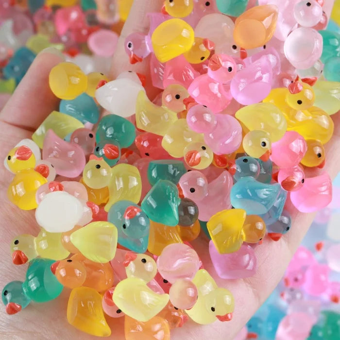 Cute Mini Luminous Resin Duck Sculpture Glow in Dark Car Decorative Item and Toy