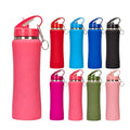 Beauchy  Gym Large Capacity 500ml 17oz Waist Shape Double Wall Stainless Steel Insulated Water Bottle With Straw and Handle Lid