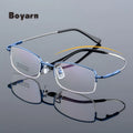 Boayrn New Casual Men's Metal Half Frame Memory Titanium Eyeglasses Frames Square Ultralight Glasses Rectangle Frame for Women