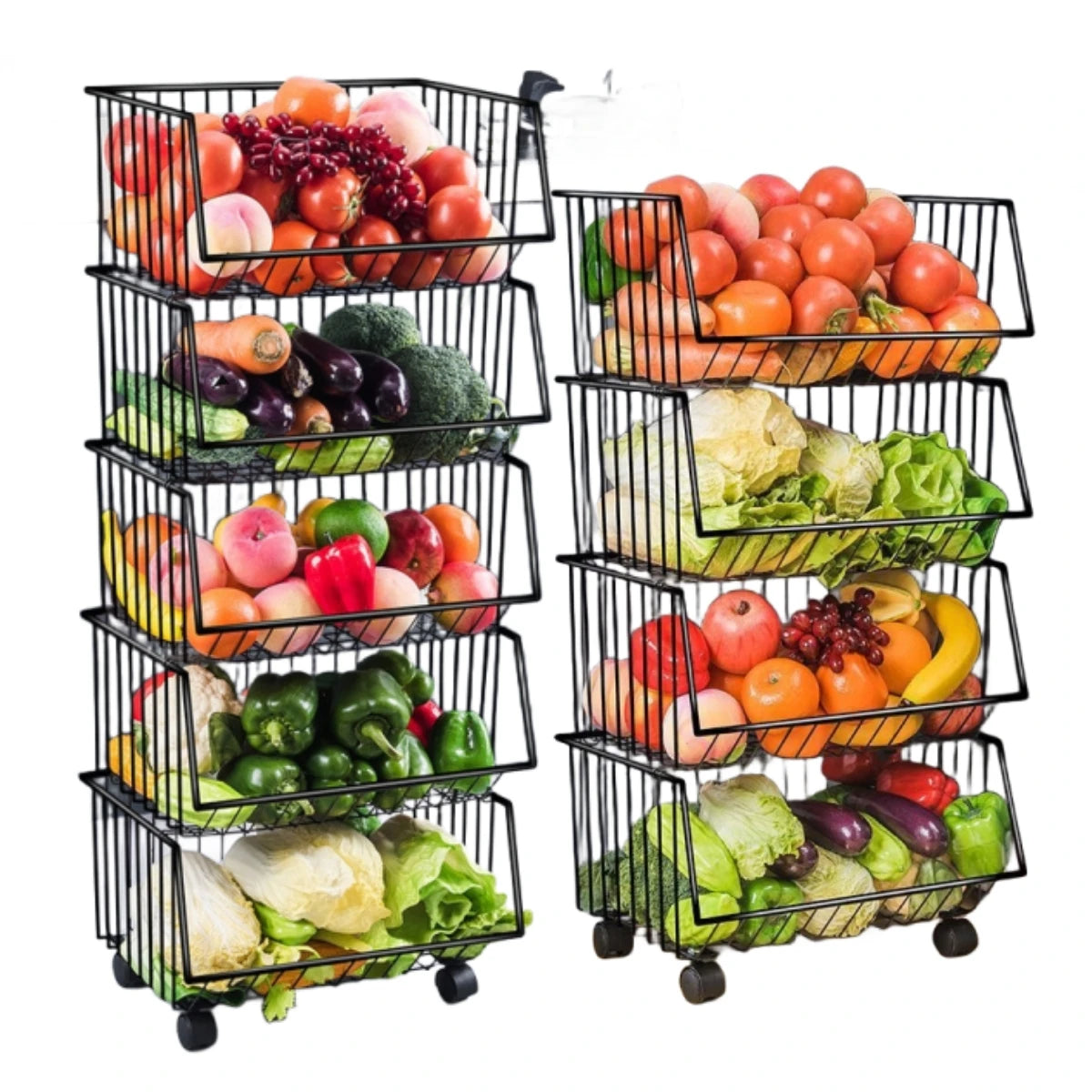 Fruit Basket for Kitchen Fruit and Vegetable Storage Cart Vegetable Basket Bins Rack for Onions and Potato