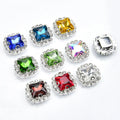 12mm Crystal Button Square Rhinestone With Silver Claw Base Glass Strass Sew on Stones Diy Clothing Wedding Dress Accessories