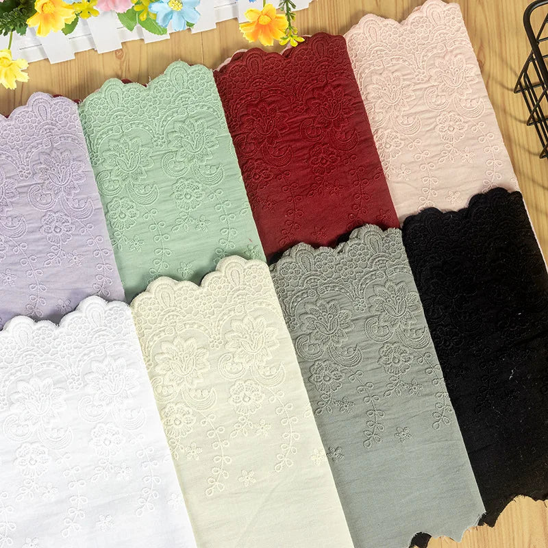 White 100% Cotton Water-Soluble Lace Trim 22cm Wide for Dresses Hats Home Decor & More-Embroidery Fabric