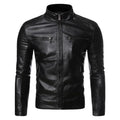 New Causal Vintage PU Leather Jacket Coat Men Spring Outfit Design Motor Biker Pocket Leather Jacket