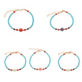 Natural Mineral Turquoise Bracelet Paired with Natural Gemstone Crystal Beads for Both Male and Female Single Loop Bracelets