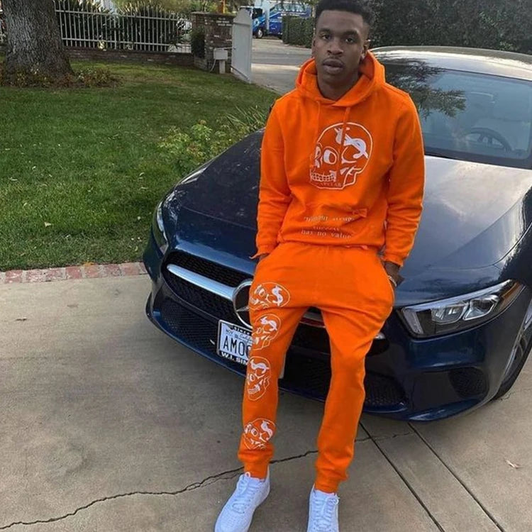 OEM Custom Men's Compression Hooded Track Suit Vendors Jogger Tracksuits 100% Cotton Heavyweight Sweatsuit Fleece for Autumn