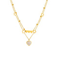 Fashion Jewelry Heart Shell Pendant Necklaces Women Stainless Steel Star Charm Tassel Double Layered Necklace