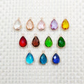 12 Stained Glass Diamonds Brass Rose Gold Fittings 2mm Round Hole Drop Shape Gives Birthday Stone Pendant