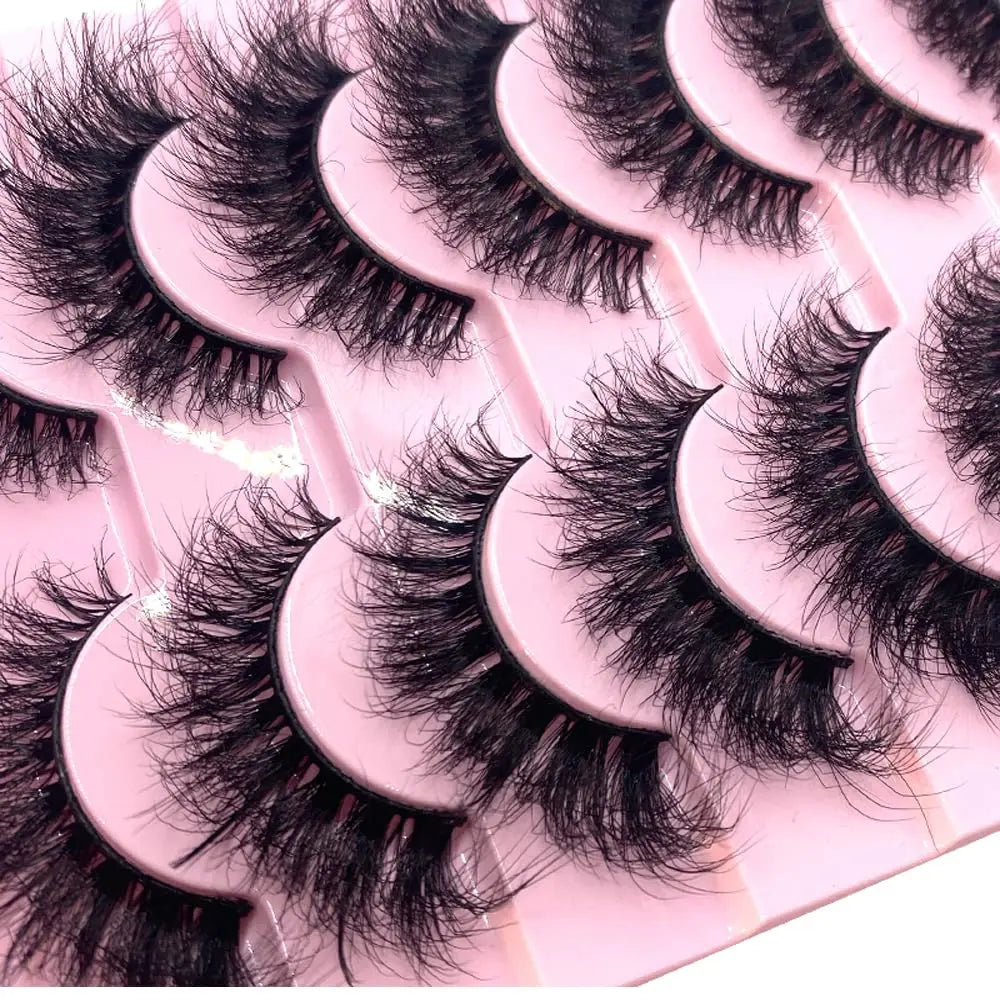 25mm Cross Long Thick Handmade Cruelty-Free Faux Mink 3D Full Strip False Eyelashes Wispy Strips Customizable