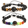 Handmade 7 Chakra Braided Yoga Bracelet with Tiger Eye Stone Natural Beaded Bracelet for Christian for Parties and Gifts