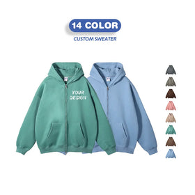 Men's 100% Cotton Plain Unisex Recustom Zipper Hoodie Custom logo Oversized Jumper Blank Heavyweight Men's Hoodies Sweatshirts