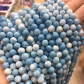 Healing Crystal Natural Blue Larimar Quartz Stone Smooth Round Beads for Jewelry Making