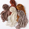 2025 New Design Pleated Crinkle Hijab Solid Polyester Scarf Wholesale Muslim Women's Hijabs