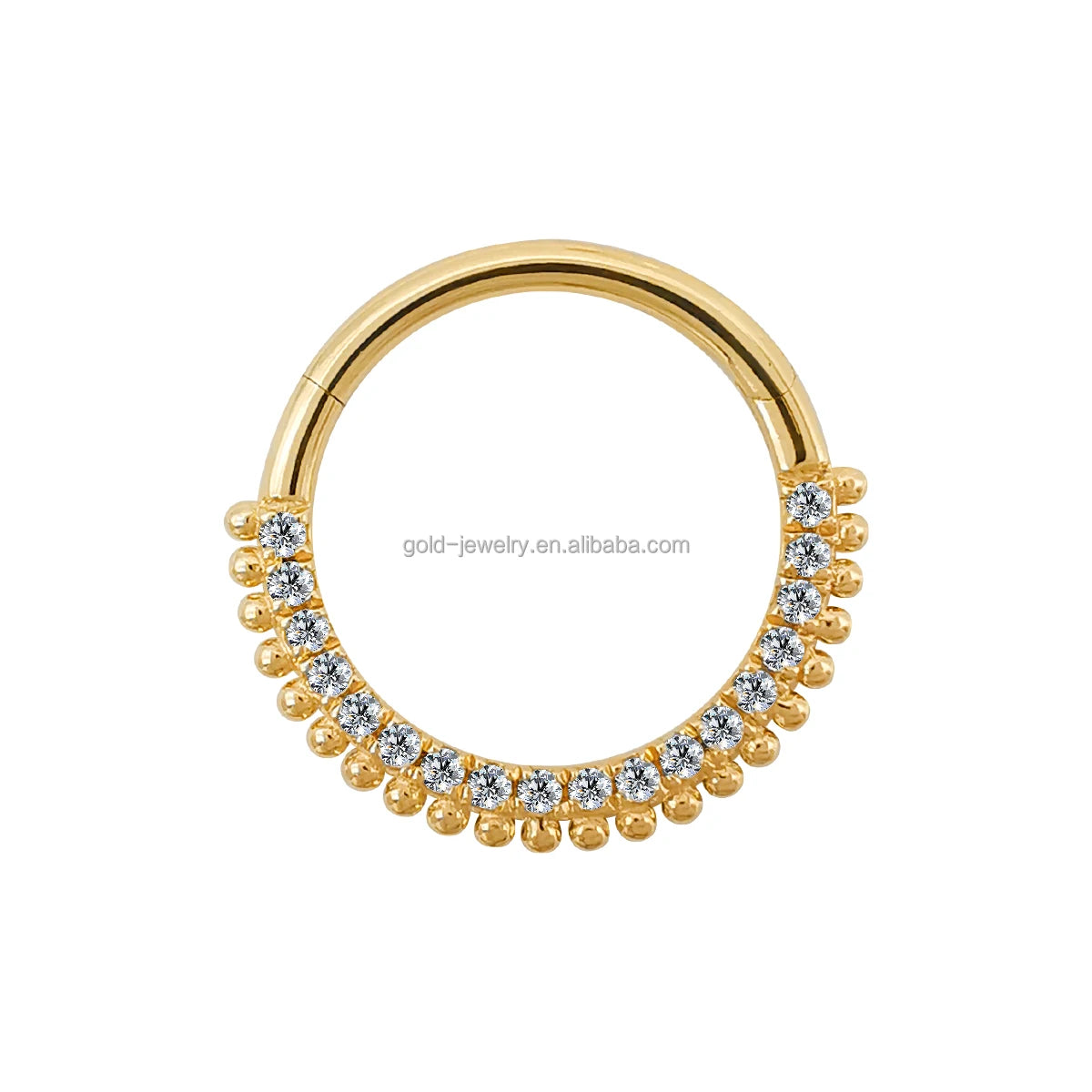 Pure Gold Body Jewelry 14K Solid Yellow Gold Hoop CZ Nose Rings Piercing Jewelry Wholesale