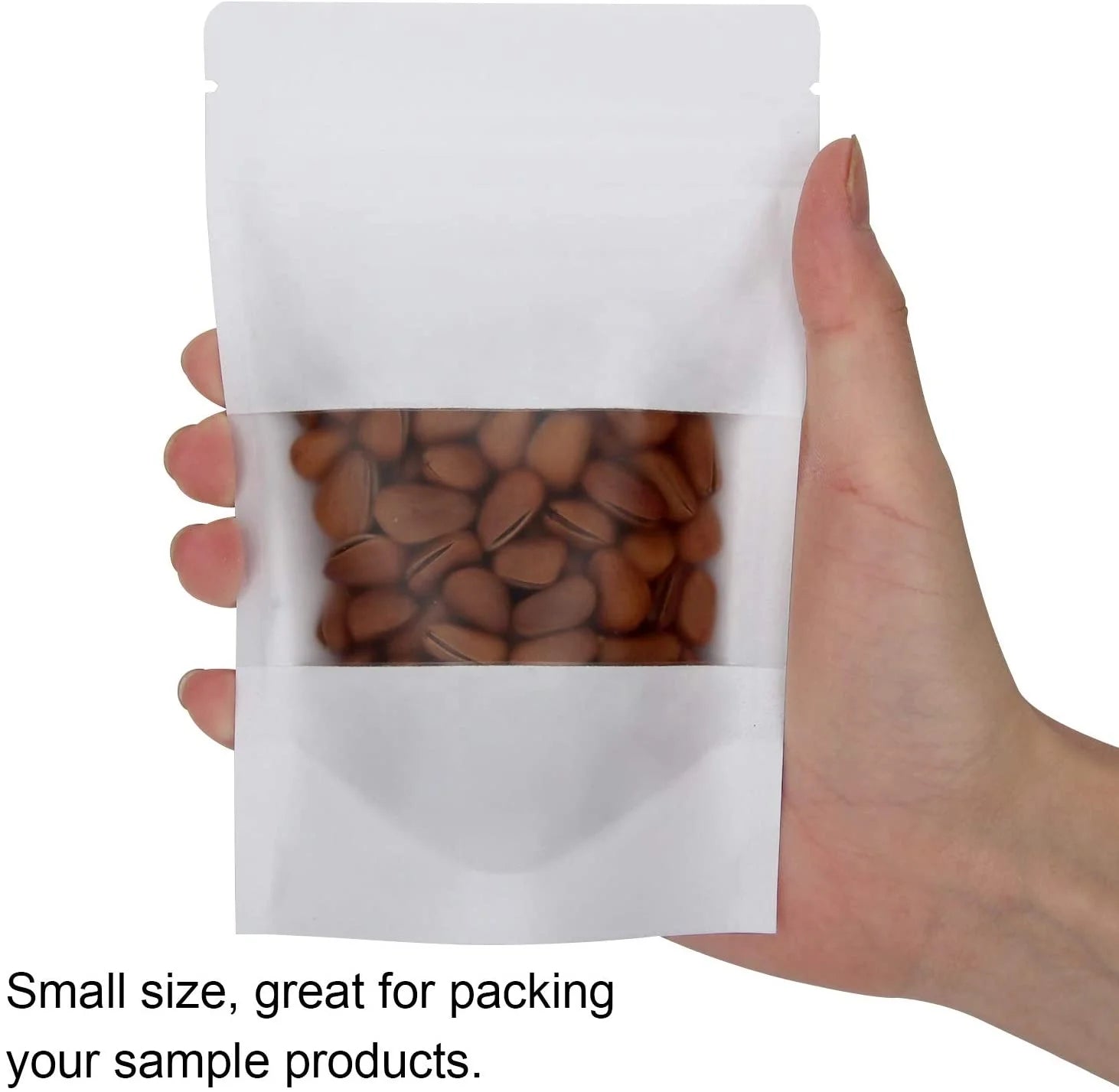 Wholesale Custom Print logo White Kraft Paper Stand up Pouch Ziplock Bag with Window