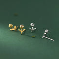 Women's 925 Sterling Silver Tulip Gold Stud Earrings Simple Romantic Classic Flower Party Jewelry for Gift