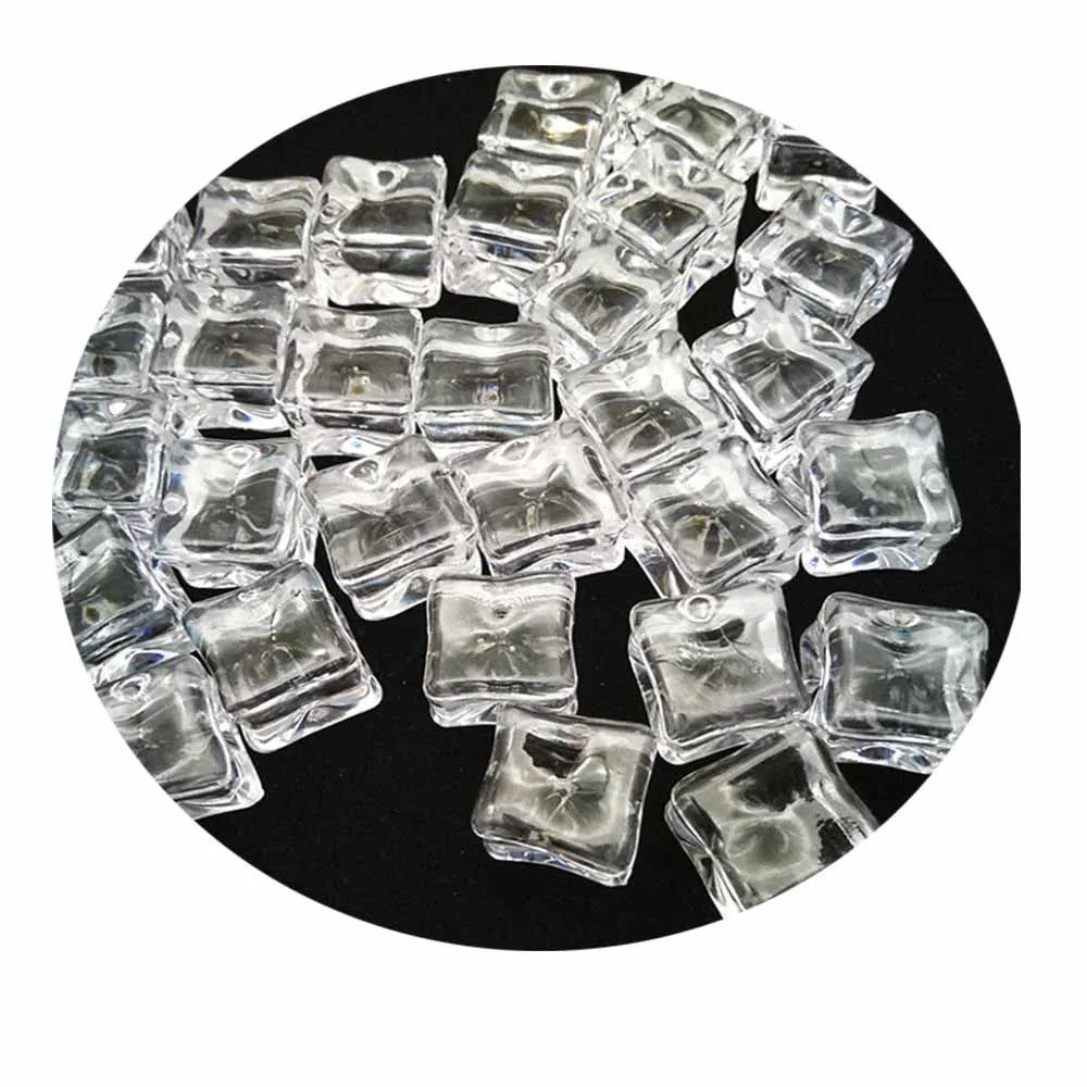 18mm 24mm Simulation Ice Cube Beads Plastic Crystal Beads for Artificial Drinks Craft Bottle Filling