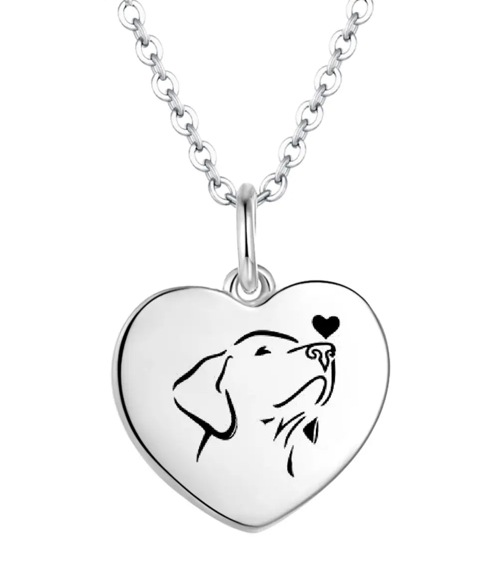 Wholesale Custom Gold Plated 925 Sterling Silver Custom Animal Dog Jewelry Pendant Heart Diy Pendant Fashion Necklace
