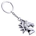 Popular Man Zodiac Antique Metal 3d Horse Head Silver Keychain