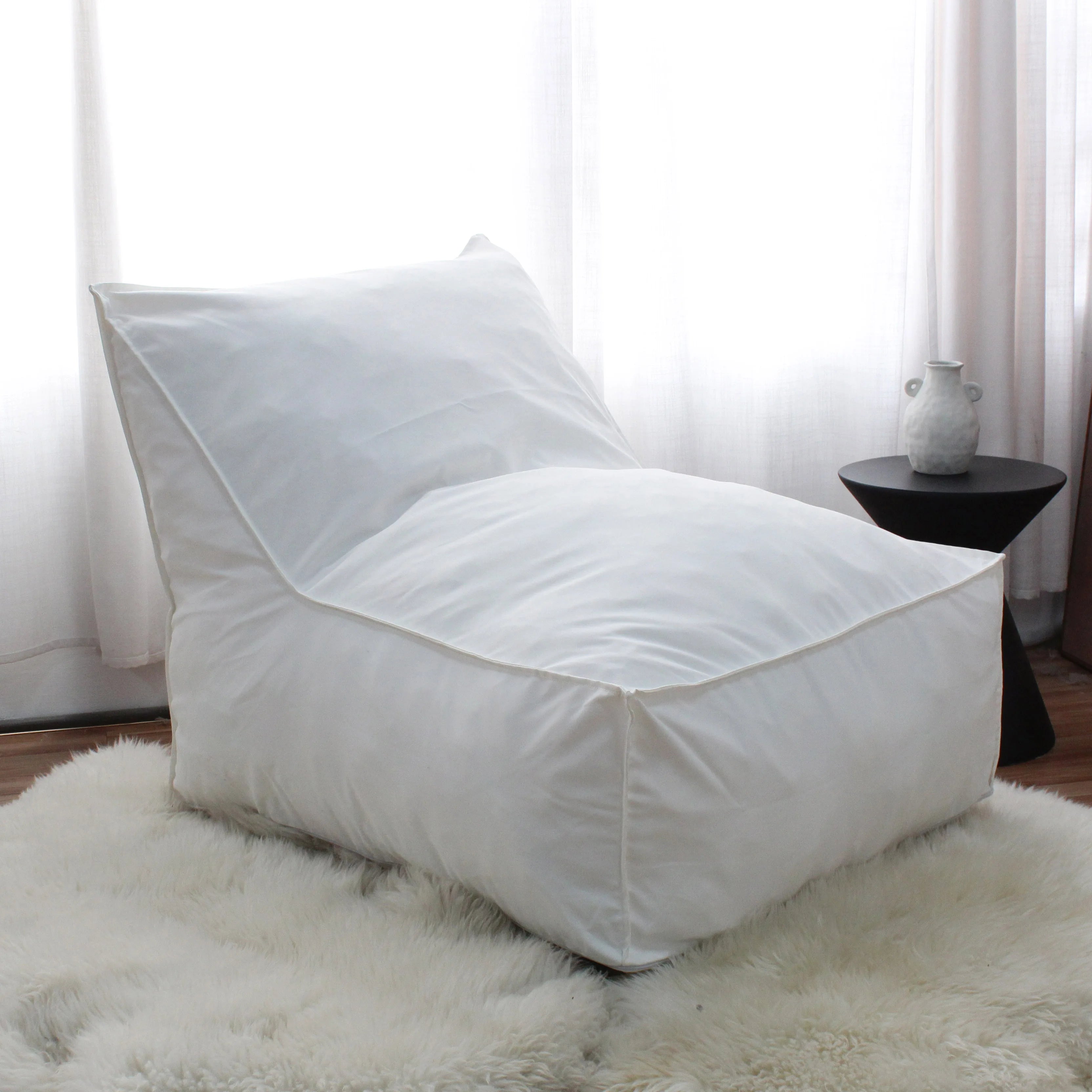 High Quality Pure White Lazy Sofa Custom Color Large Size With Back Bedroom Living Room Bean Bag Lazy Sofa