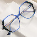 2025Fashion Metal Mixed Irregular Leopard Frame Square Glasses Spring Hinge TR 90 Round Frame Anti Blue Light Blocking Glasses