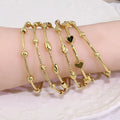 BA1062 18K Gold Plated Brass Bracelet Round Ball Drum Heart Stopper Bead Station Hand Cuff Bangle Bracelet