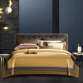 ODM/OEM Luxury Brown Jacquard Royal Duvet Cover Yellow Comforter Cover 4 Pieces Home Textile Bedding Sets Manufacturer