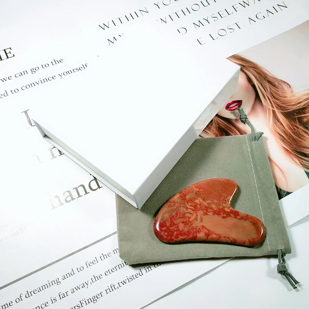 Huiying Chinese heart gua sha natural crystal mookaite jasper scraping massage gua sha tool