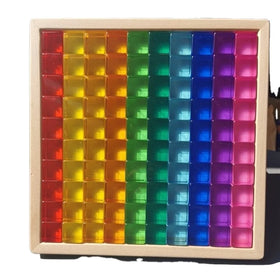 Rainbow Lucite Cube Stacking Building Blocks Square Transparent Crystal Gems Toys