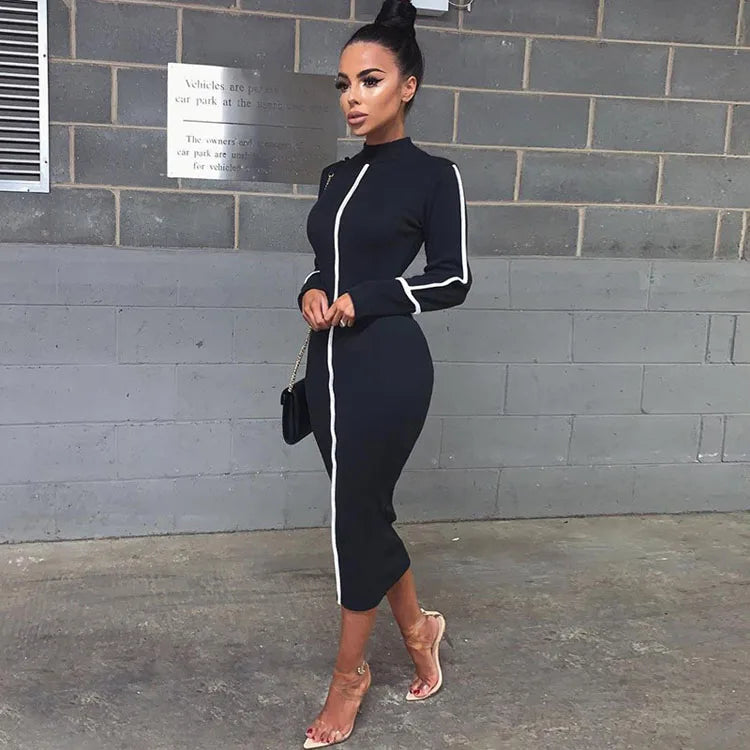 2020 Summer New Women'S Clothes Long-Sleeved Casual Slim Dress Jumpsuit Bodycon for Women