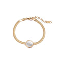 Best Friends Fashion Charm Bracelets Square Shell Delicate Stainless Steel Flat Snake Chain Gold Plated Women's Bracelet