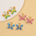 Vintage Gold Plated Colorful Butterfly Drop Earrings Oil Dripping Stud Earrings for Girls Fashion Jewelry Accessory