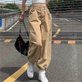 S-XL Vintage Khaki Leggings Loose and Versatile Straight Casual Bloomers Fashion Wide Leg Jeans