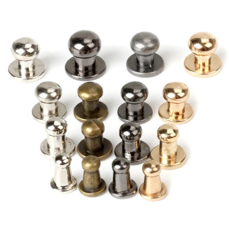 4/5/6/7/8/9/10MM Round Knob Rivets Metal Monk Head Screws Studs Alloy Nail Buckle Tack Cloth Button Bag Leather Crafts