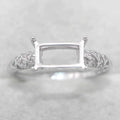 Sterling Silver 5*9mm Semi Mount Ring Square Shape Empty Frame Blank Claws Setting S925 Base Without Center Stone for Inlay DIY