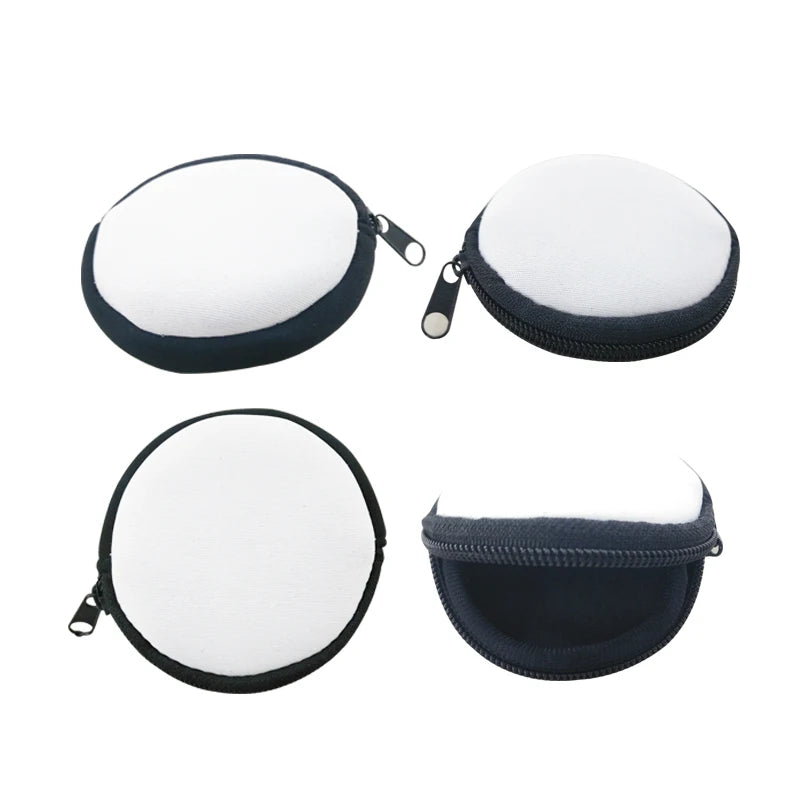 Custom Sublimation Printing Neoprene Blanks Coin Pouch Blanks White Zipper Coin Purse for Sublimation
